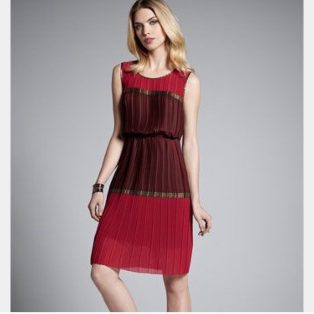 BCBGMaxAzria “Mara” Color Block Pleated Dress